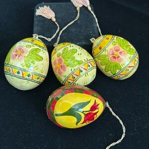 Vintage Forside Company Hand Painted Flower Egg Ornaments Made in India